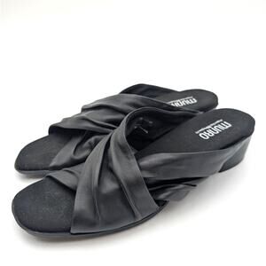 Munro Lee Slide Sandal Crisscross Strap Women's Black Lamb Size US9.5M EU40